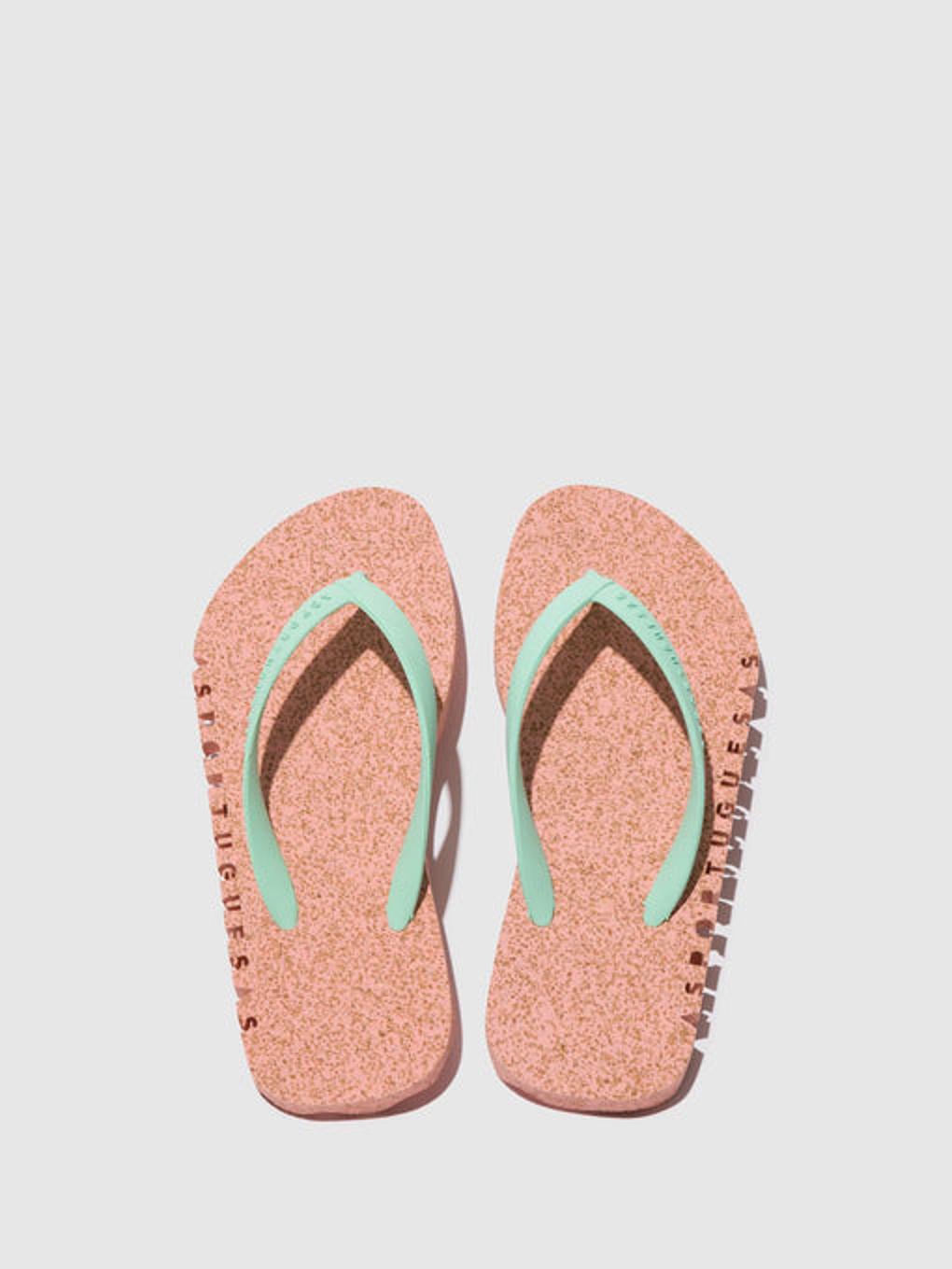 Asportuguesas Bumpy Varvastossut Pink & Mint Strap - Naisten Beach Varvastossut ASPP018351FI Pinkki